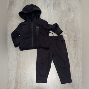 Baby Boys Black Hoodie Jacket & Pants Tech Sweatsuit Set